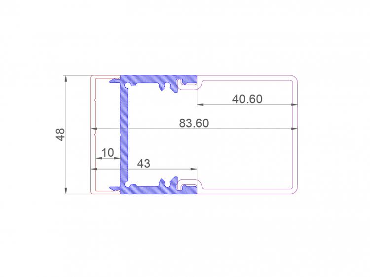 Rectang 48 Silver Extrusion Profile Dimensions