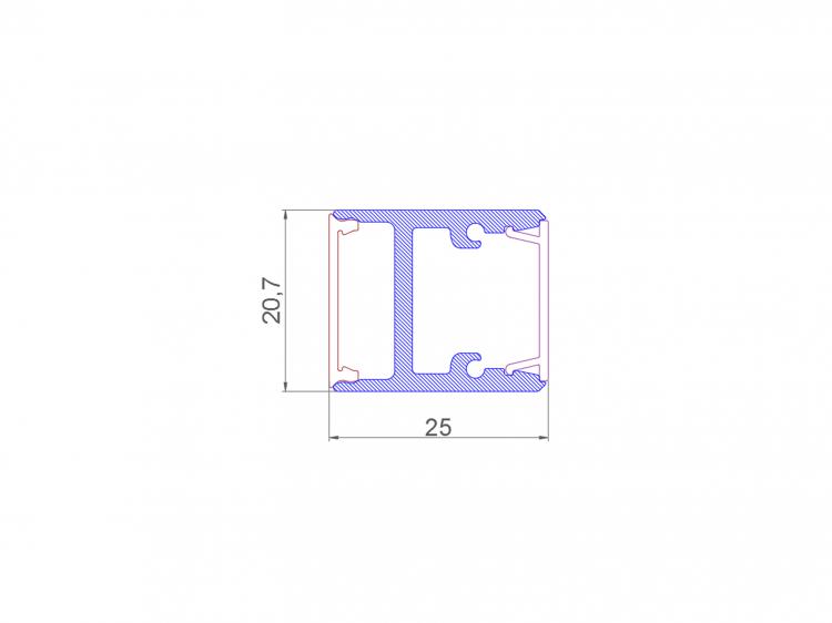 Square 21 Silver Extrusion Profile Dimensions